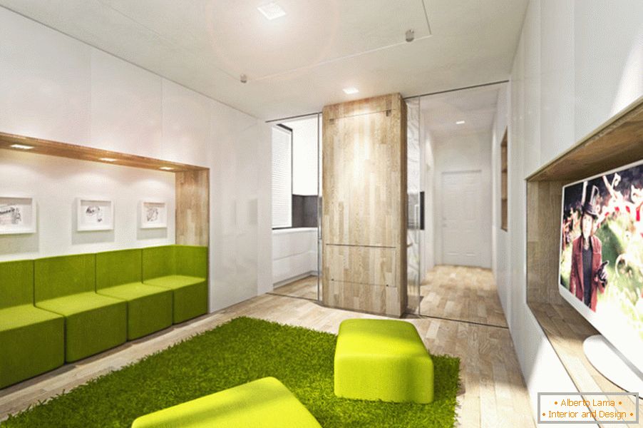 Apartment design transformer in bright green color