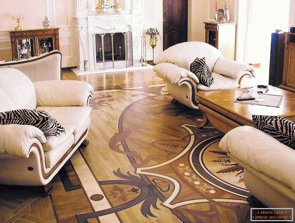 Floor with patterns in the interior in the Art Nouveau style