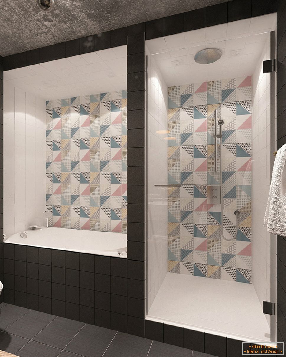 Beautiful tiles in the bathroom interior