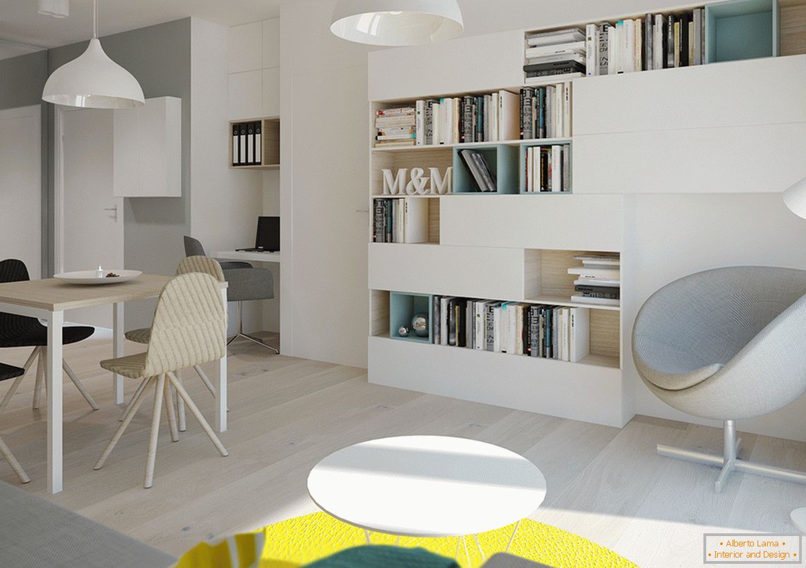 Bookcase in the interior of a small house