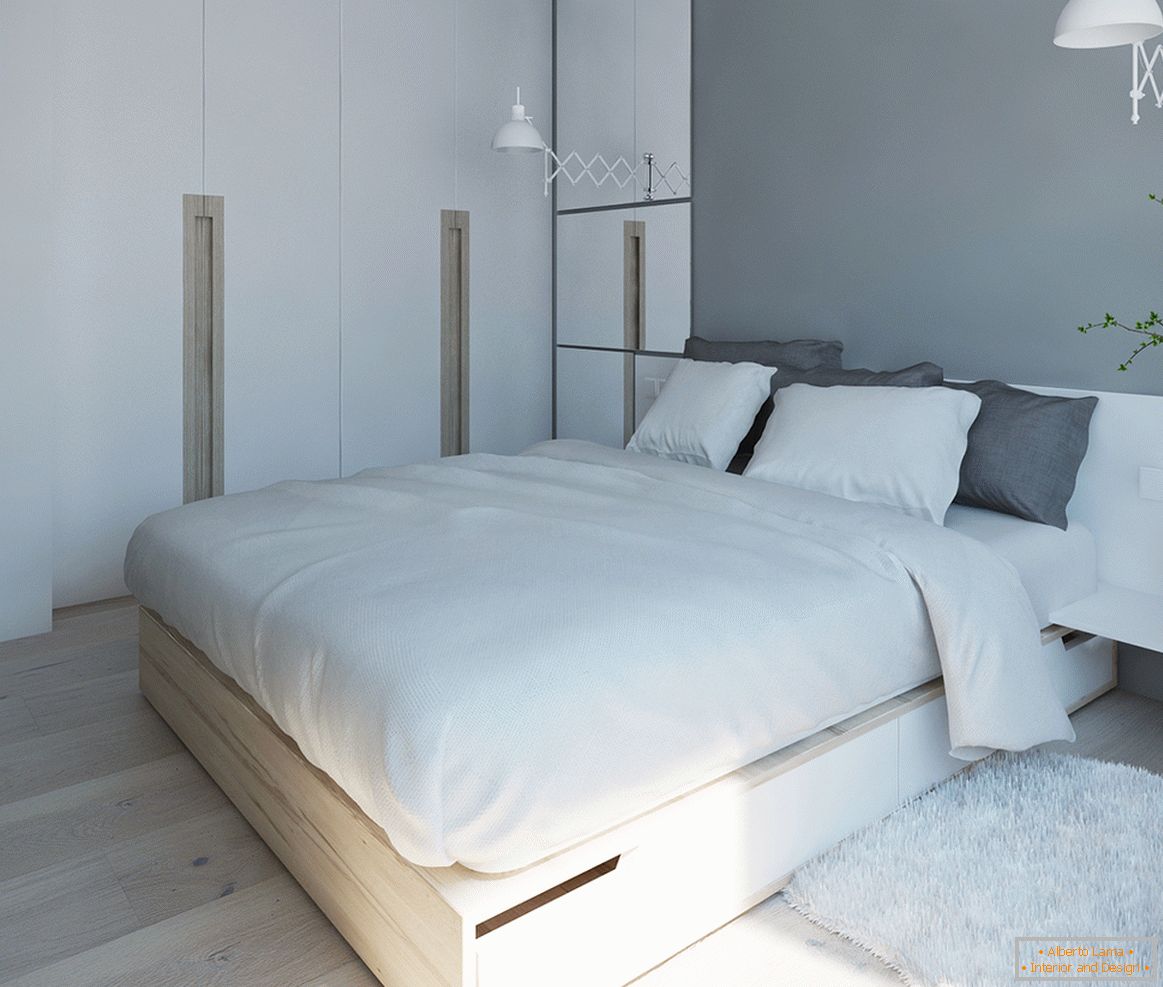 Bedroom in white-gray palette