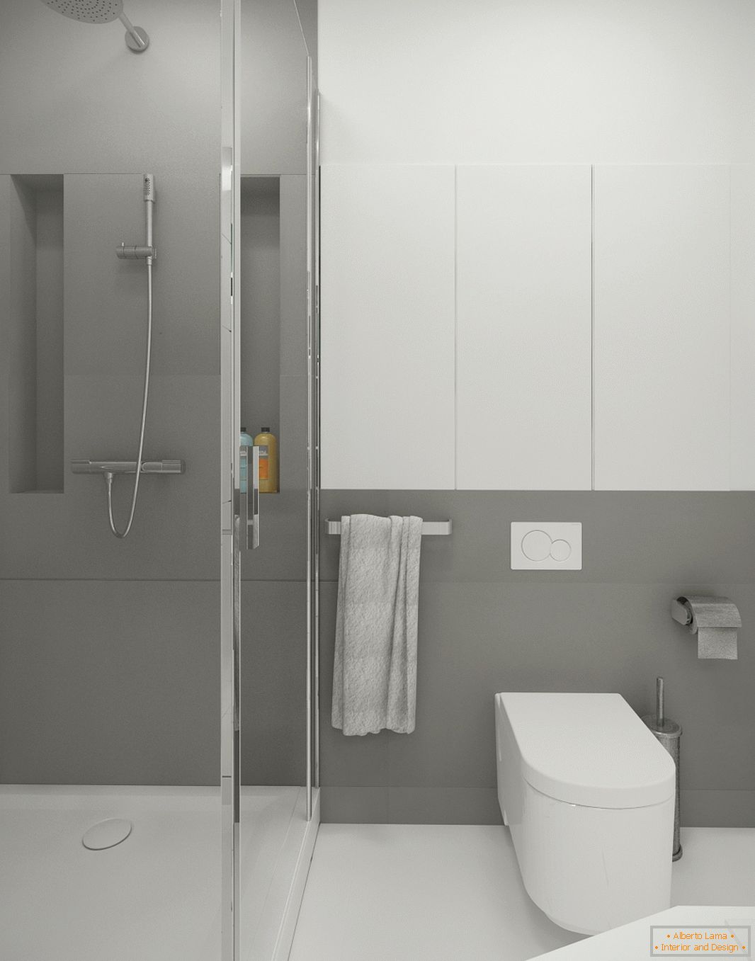 Bathroom in white-gray color