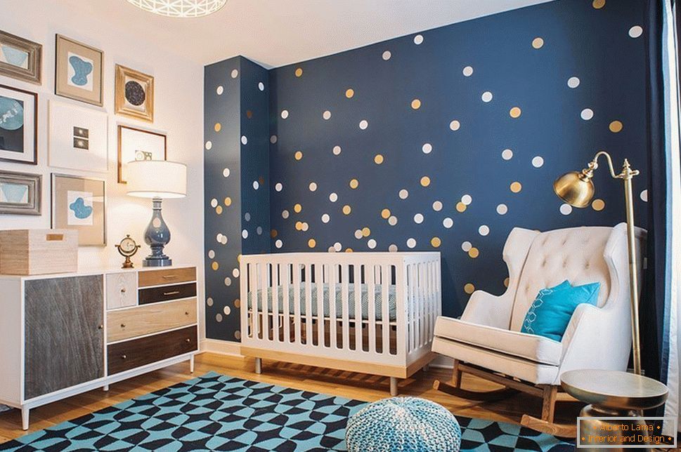 Decor room for a child with blue walls