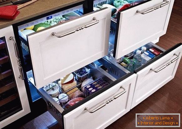 design of a small kitchen with a refrigerator, photo 35