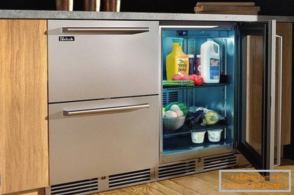 design of a small kitchen with a refrigerator photo, photo 36