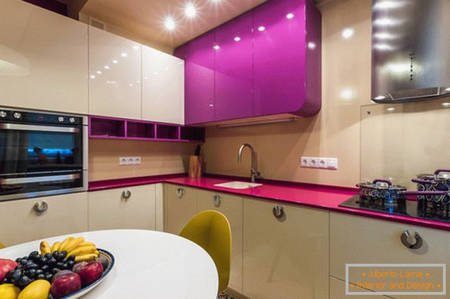 Bright corner kitchen design