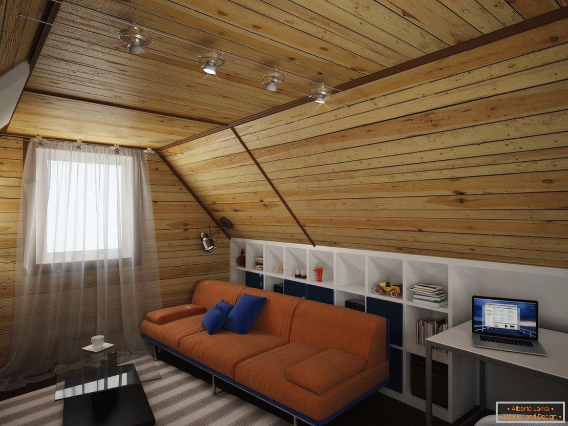 Wood in the attic furnishings