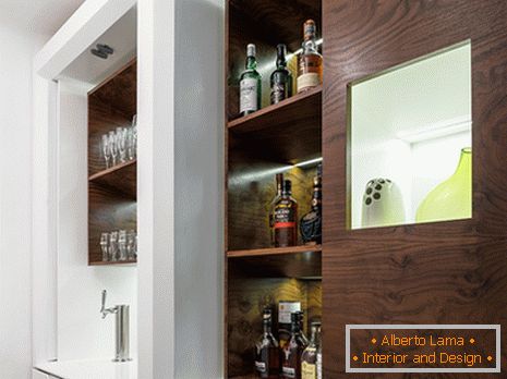 Furniture for a small apartment with a built-in bar