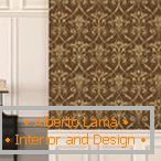 The idea of ​​combining moldings and wallpapers in the living room