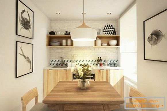 Small kitchen in the design of an apartment of 40 sq m