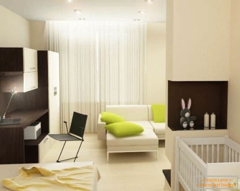 Design of a one-room apartment for a family