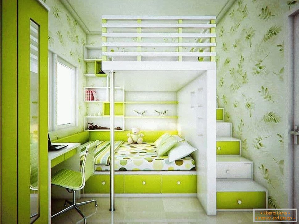 Sleeping place for parents with a child in a one-room apartment