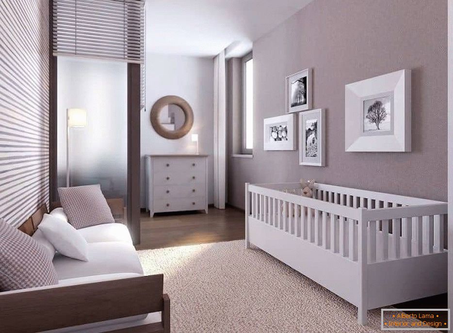 One room apartment for a family with an infant