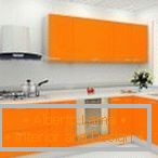 Corner kitchen set in orange color