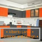 Gray-orange kitchen set