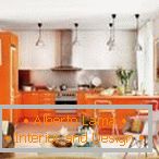 Kitchen-living room in orange tones