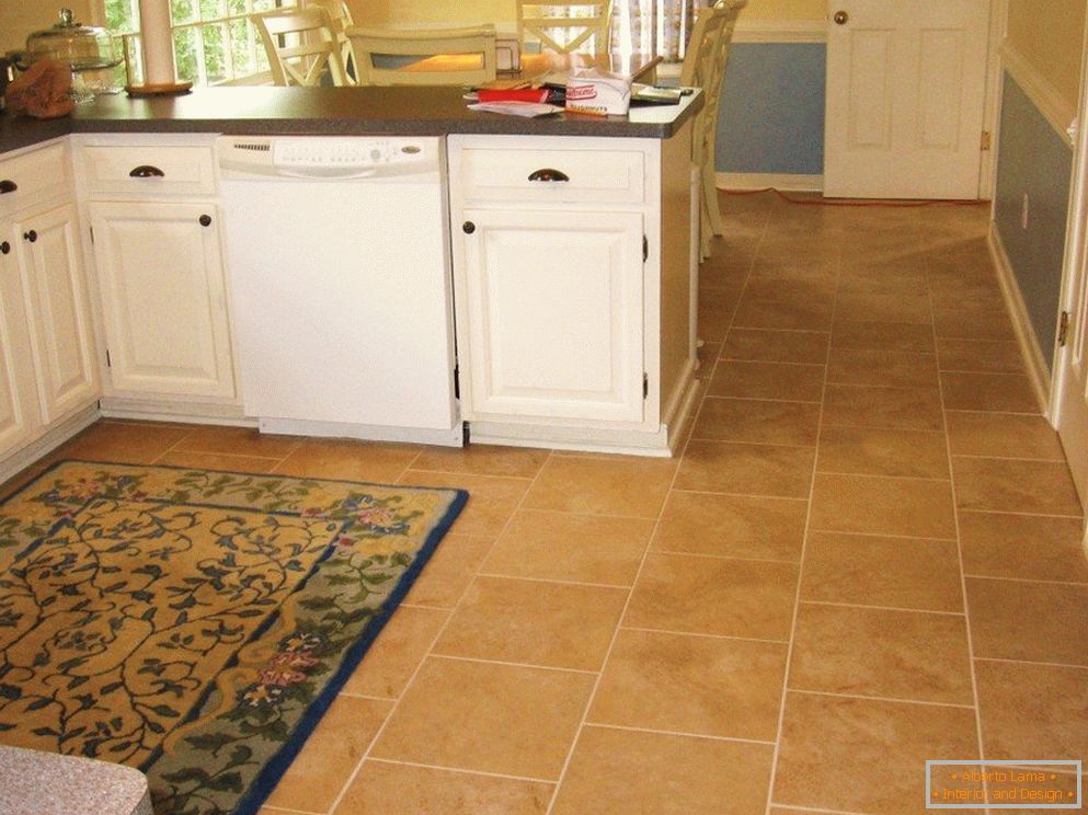 Floor mat in the kitchen work area