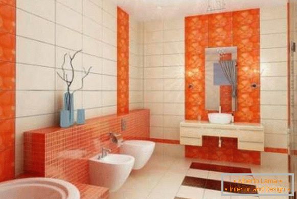On photo 2: Design of tiles in the toilet