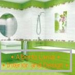 White-lime interior of the bathroom