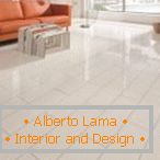 Living room в стиле минимализм с оранжевым диваном