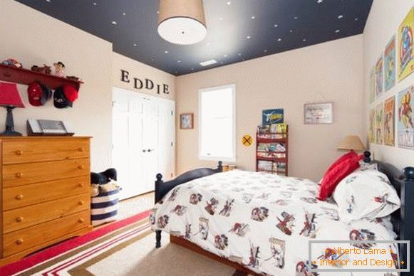 Dark ceiling with stars in the nursery