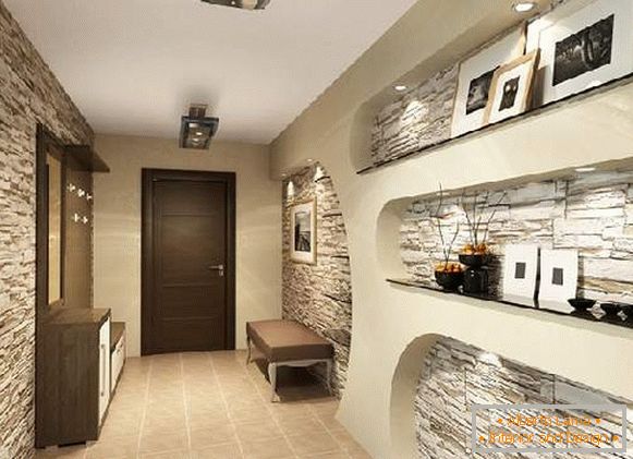 hallway design with decorative stone photo, photo 26