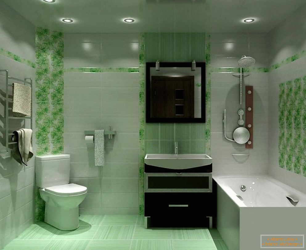 A bathroom in shades of green