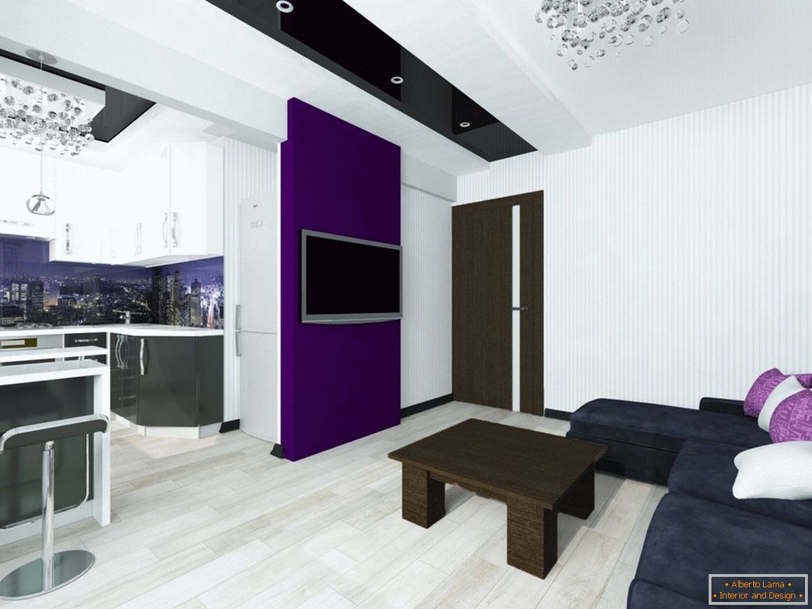 Lilac accents in a light interior