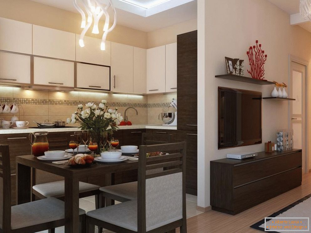 Kitchen-living room in Khrushchev's Art Nouveau style