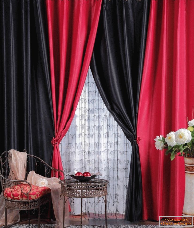 The combination of black and red curtains