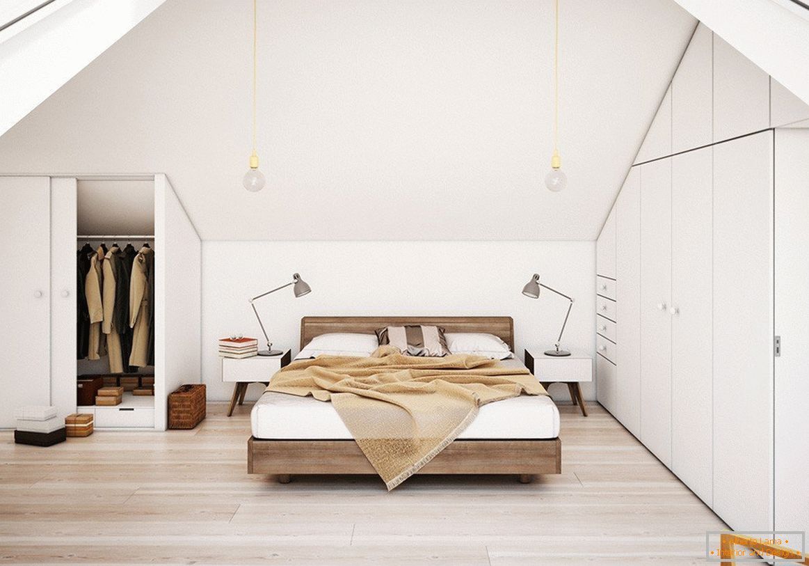 White bedroom in the attic