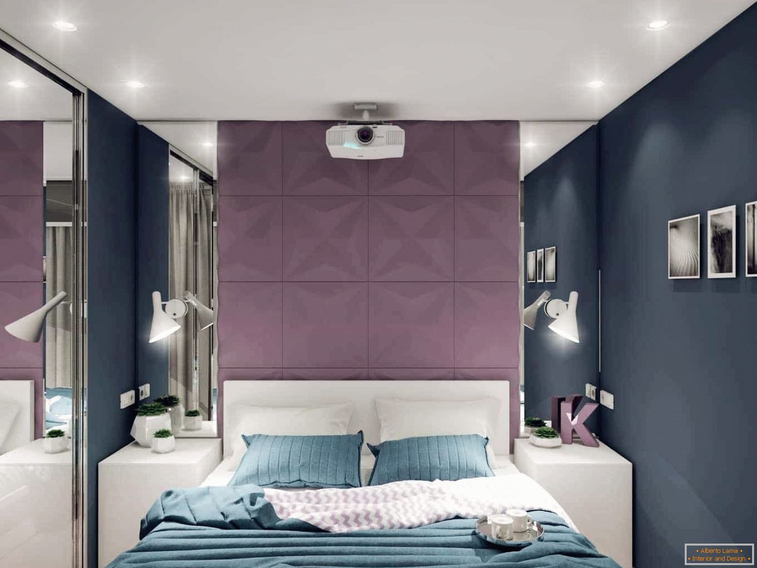 Bedroom in high-tech style