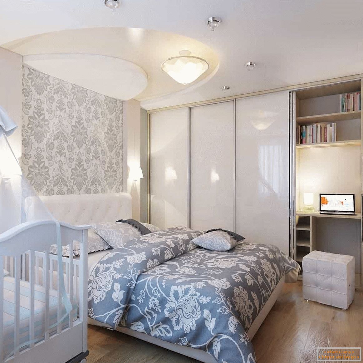 Bedroom 4 by 4 meters with a cot