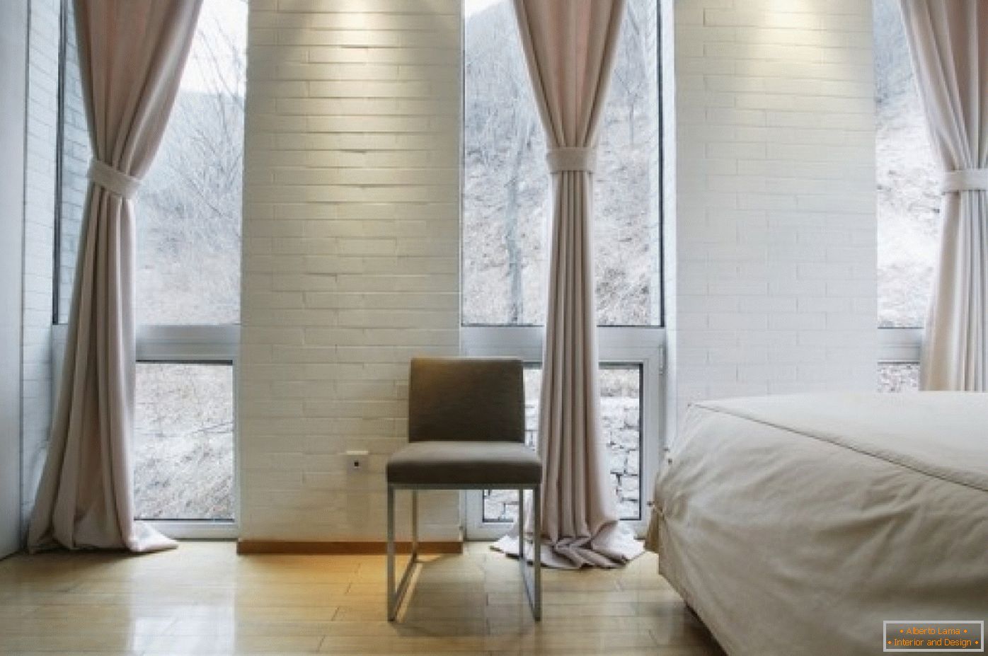 Bedroom design in white colors