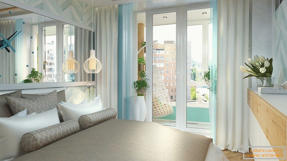 Bedroom with panoramic doors to the balcony