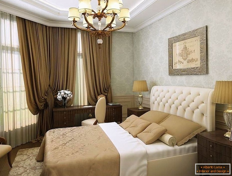 Design in a bedroom in a classic style