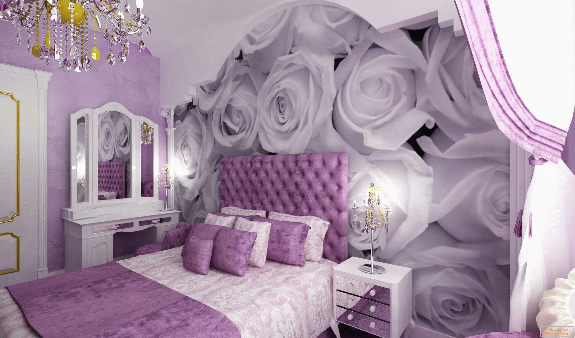 Roses on the bedroom wall