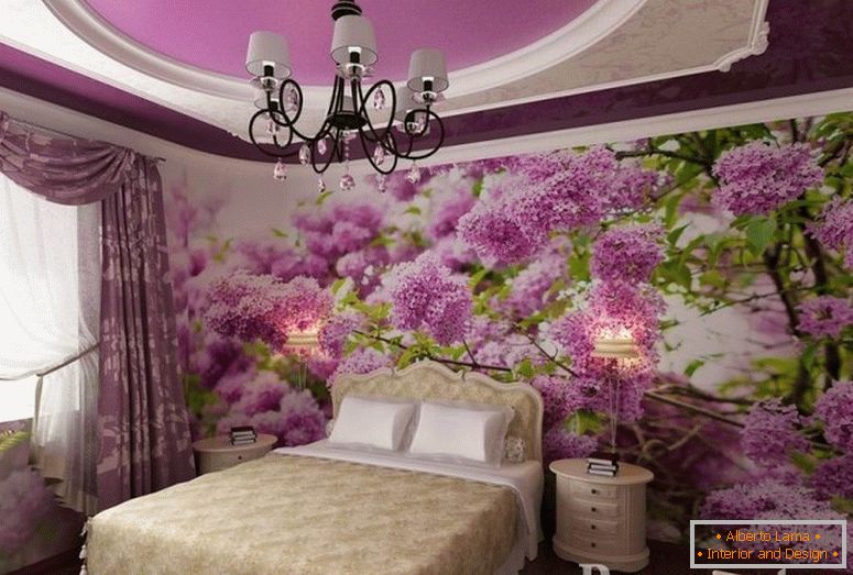 Lilac on the bedroom wall