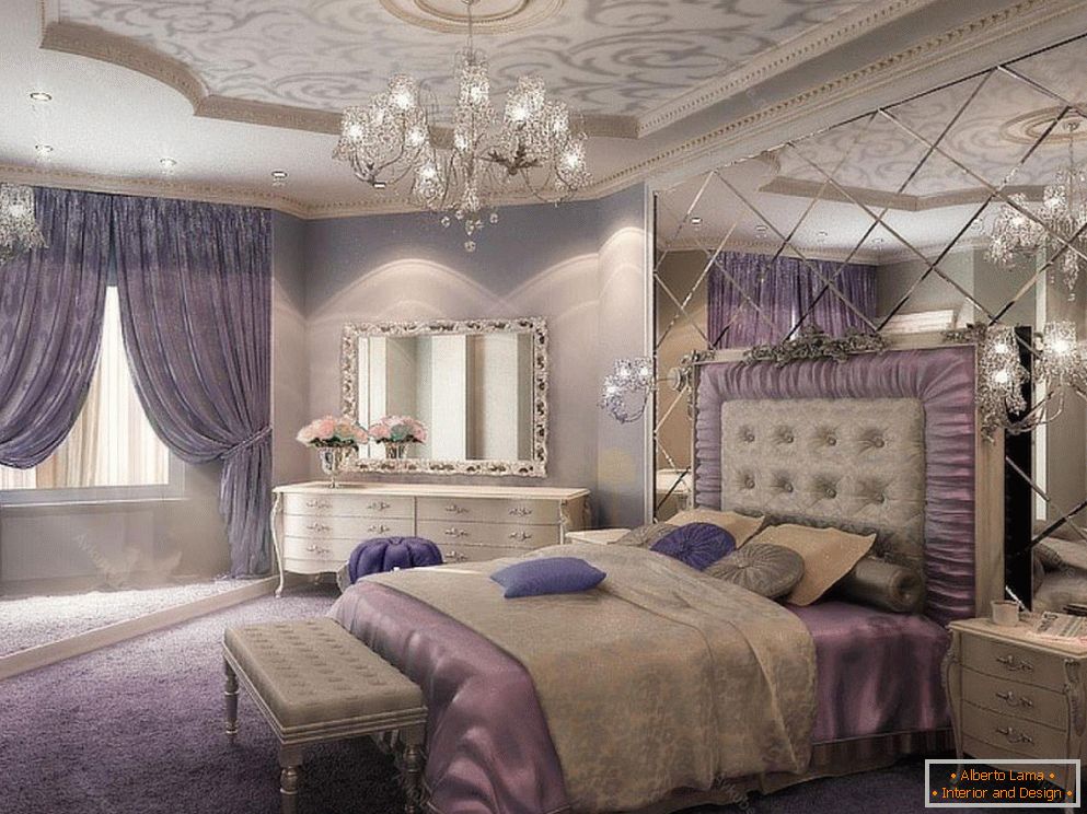 Lilac bedroom in classic style