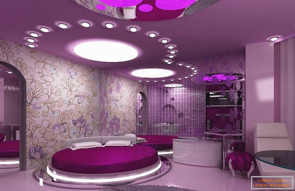 Purple bedroom in a modern style
