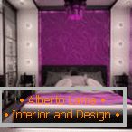 Built-in lamps on the walls and ceiling of the bedroom