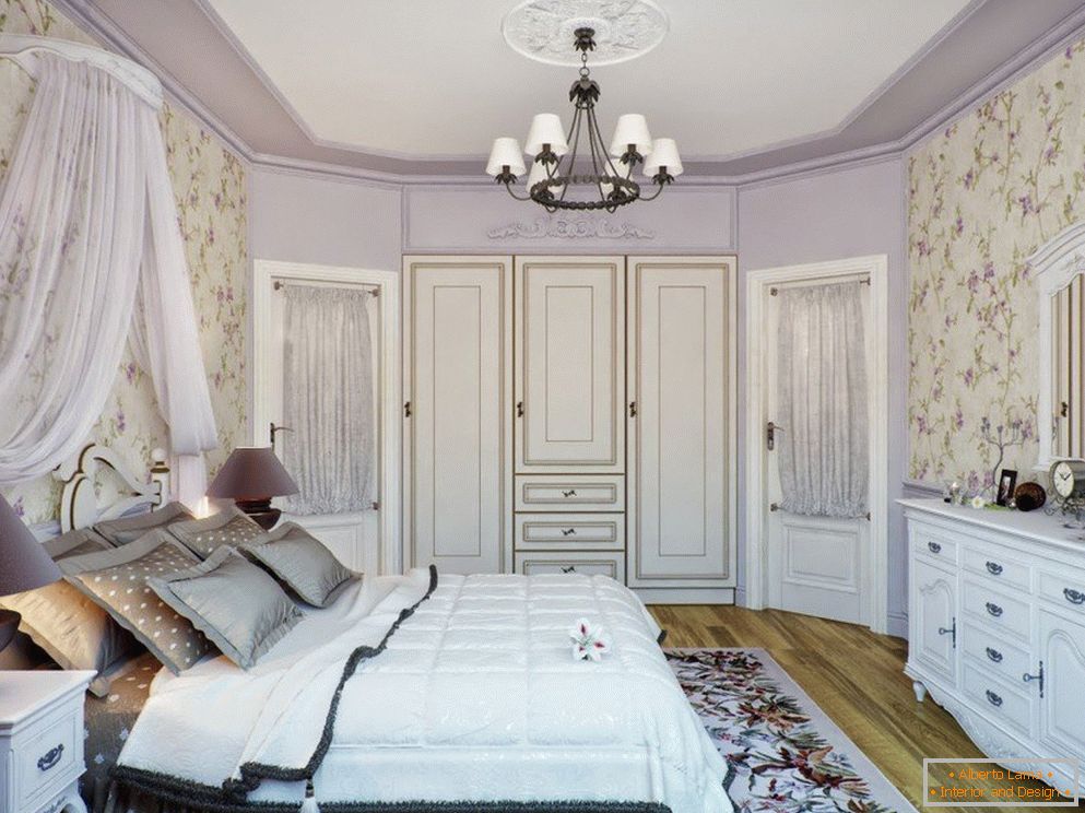 Lilac bedroom in Provence style