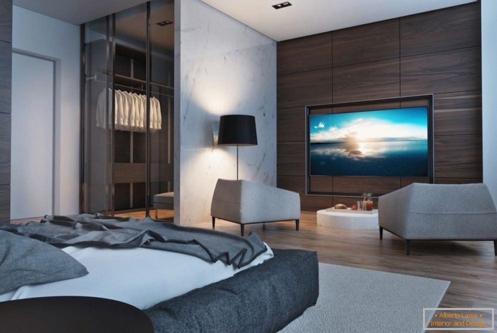 Bedroom design in high-tech style