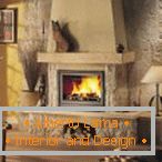 Fireplace с облицовкой из камня в интерьере