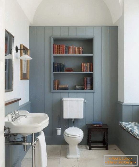 Beautiful toilet design with a closet above the toilet in a private house