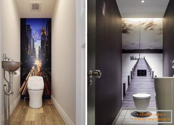 Beautiful toilet interior - photo with wall-papers in the room