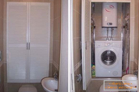 Toilet design with washing machine - cabinet photo above the toilet