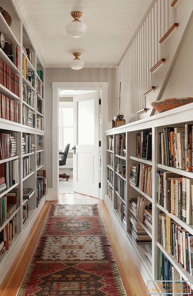 Corridor with book shelves
