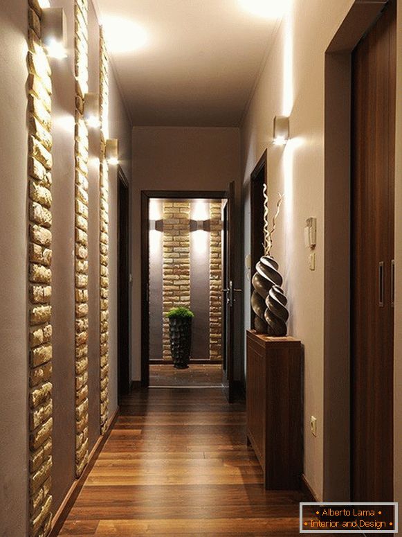 Backlighting in a narrow corridor creates a sense of space