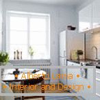 Linear white kitchen